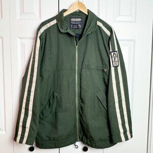 Vintage Abercrombie Jacket Mens M Green Parka Fleece Lined Full Zip Stripe 90s